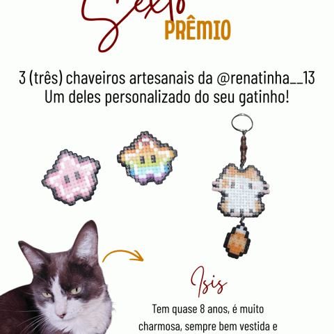 Chaveiros artesanais (um personalizado do seu gatinho!)